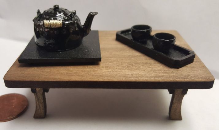 Japanese Chabudai (Low Tea Table) Kit 1:12 Tea set not included - Click Image to Close