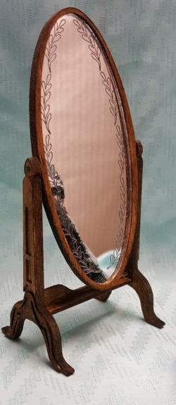 1:12 Oval Cheval Mirror Kit B - Plain Mirror - Click Image to Close